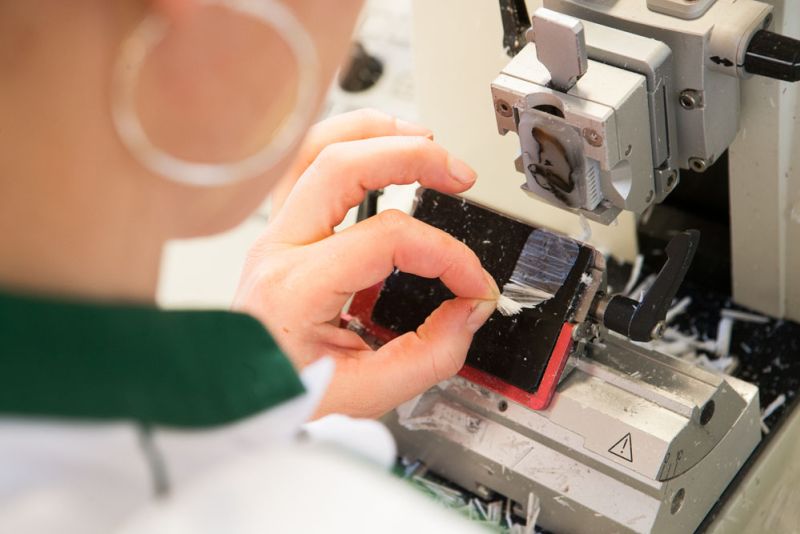 snijden-paraffineblokje-labpon-ce29960e Histologie
